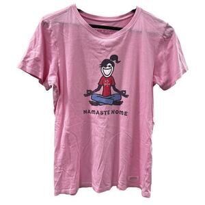 LIVE IS GOOD Bubblegum pink Namaste crusher tee sz S